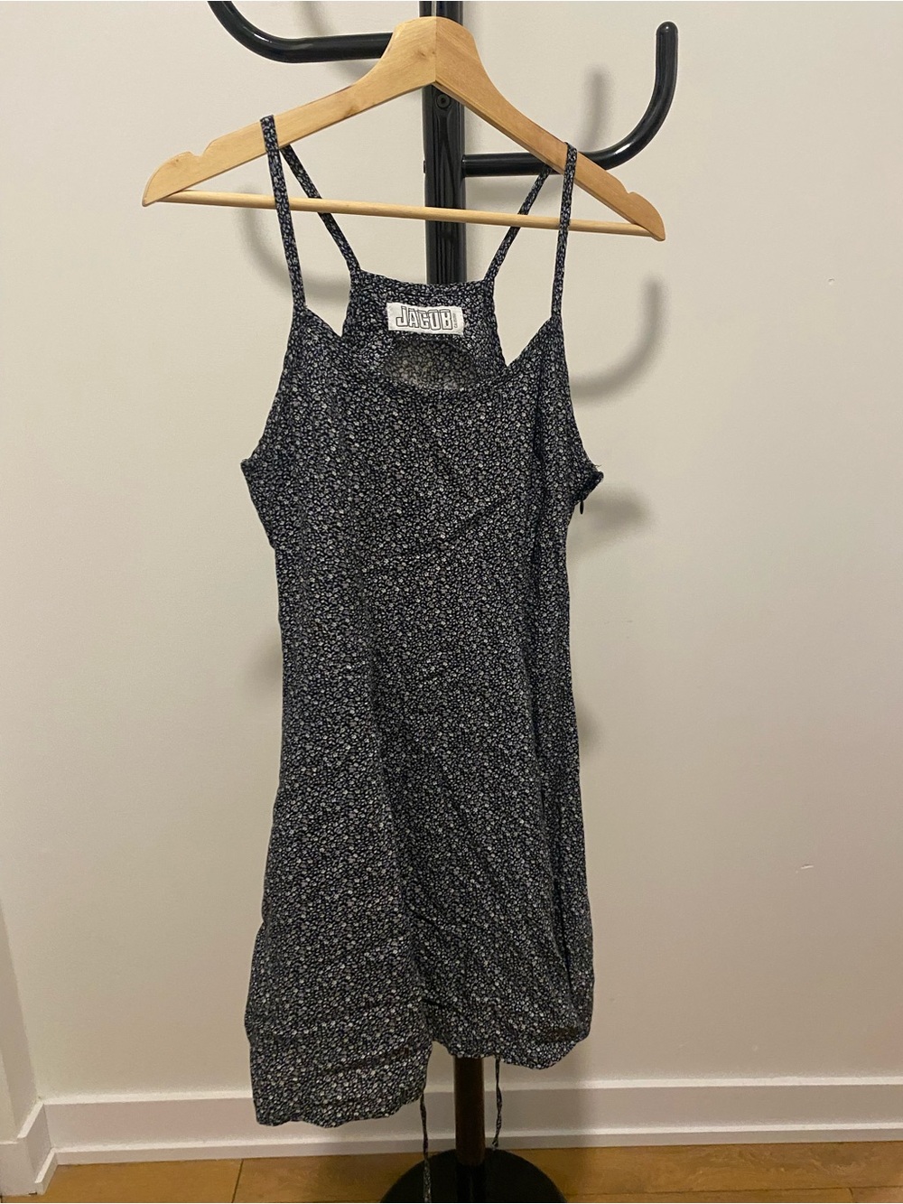 Jacob Black & White Tiny Floral Mini Slip Dress